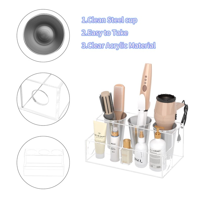 NIUBEE Hair Tool Organizer, Clear Acrylic Hair Dryer and Styling
