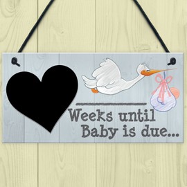 RED OCEAN Weeks Until Baby Is Due Chalkboard Hanging Plaque Baby Shower Pregnancy Gift
