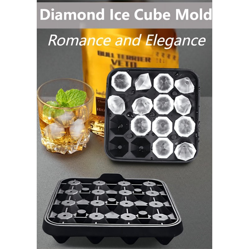 Gwindrise Tiny Diamond Ice Molds Fun Shapes, Silicone Mini Diamond-Shaped