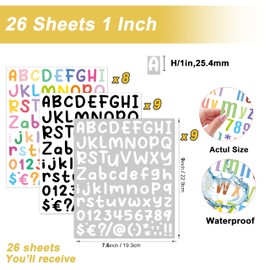 AVERZELLA 1 Inch Small Letter Stickers Colorful & White & Black- 26 Sheets (2106 Pcs) Vinyl Alphabet Stickers, Multi Colors, Waterproof, Peel & Stick Decals for Scrapbooking, Water Bottles (Assorted)