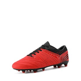 DREAM PAIRS 160859 Men's Sport Flexible Athletic Light Weight Outdoor Cleats Football Soccer Shoes RED Black Size 8.5