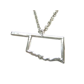 Kiola Designs Silver Toned Oklahoma State Map Outline Pendant Necklace