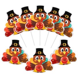 Whaline 48 Pcs Thanksgiving Turkey Lollipop Paper Cards Cartoon Turkey Candy Holders with Glue Points Fall Autumn Sugar-Loaf Candy Wrapping Decoration for Party Favor Supplies