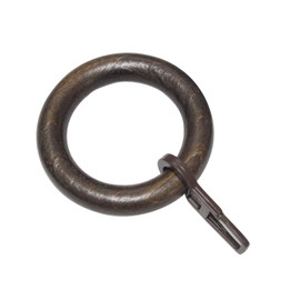 GARDINIA Curtain Rings For Curtain Rods With Ø 28 mm, Includes Pencil Pleat Hooks, 10 Pack, Width 9 mm, Lugano Set, Wooden (Beech), Colour: Colonial