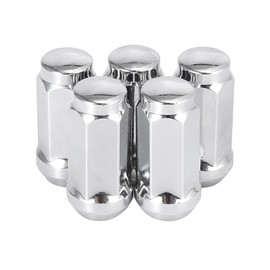 X AUTOHAUX 5pcs Car Silver Tone M14x2.0 Lug Nuts Cone Seat Closed End 1.9" Long