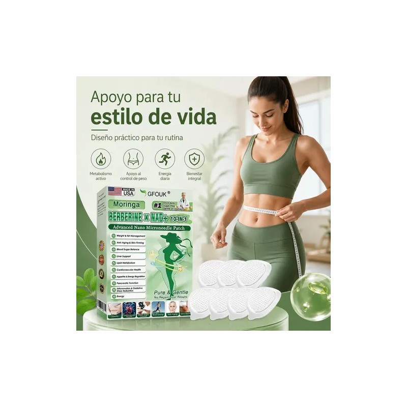 Parche Avanzado Con Nanoagujas Moringa Berberine 10 En 1