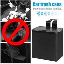 JNNJ Car Waste Bin, Waterproof, Car Back Seat Vehicle Rubbish Bin, Multi-Purpose Hanging Car Bin Bags, Leather Car Bin with Lid for Car, SUV, Truck, Office