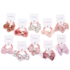 Bianhuan Hair Rubber for Children, Ribbon, Hair Accessories, Kids, Hair Clip, Stylish, Set of 10, Colorful, School Entrance, Celebration, Birthday Gift (Pink)