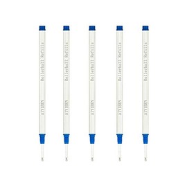 Rollerball Pen Refills - Smooth Writing German Ink and Fine 0.5 mm Threaded Rolling Ball Refills (5 x Blue)