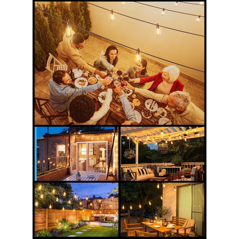 Brightown 108FT Solar String Lights Outdoor Waterproof with Remote, 50+2