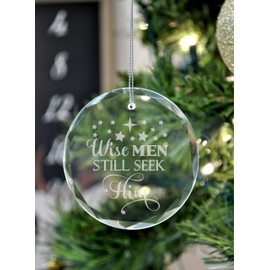 Wise Men Still Seek Him Laser Engraved Crystal Ornament With Gift Box