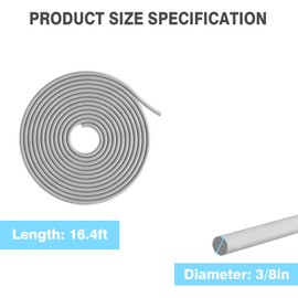 Backer Rod, 3/8" Diameter x 16.4' Length Gray EPDM Rubber Caulk Saver for Gaps and Weather Stripping Door Seal, Concrete Expansion Joint Filler