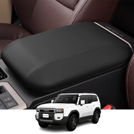 Kakash Custom Interior Accessories for Toyota Land Cruiser 2024 2025 Leather Center Console Cover Armrest Pad,Waterproof Anti-Scratch Protector Your Armrest(Black Stitches)