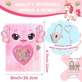 ENYILEE Axolotl Diary for Girls with lock and keys, Kids Journal School Travel Notebook Gift Set for Writing and Drawing,Multicolored Pen, Stickers, Birthday Gift for Girls ages 6-8