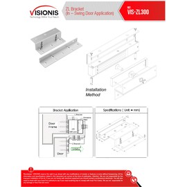 Visionis FPC-5191 300lbs Indoor Electromagnetic Lock with 300 lbs L and Z Bracket for Inswinging Door Maglock