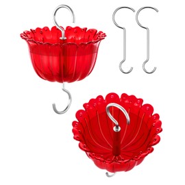 iBorn Ant Moat for Hummingbird Feeders Hanging Bird Feeder Ant Moat Guard Clear for Hummingbird Feeder, Red, Pack of 2, 2025New