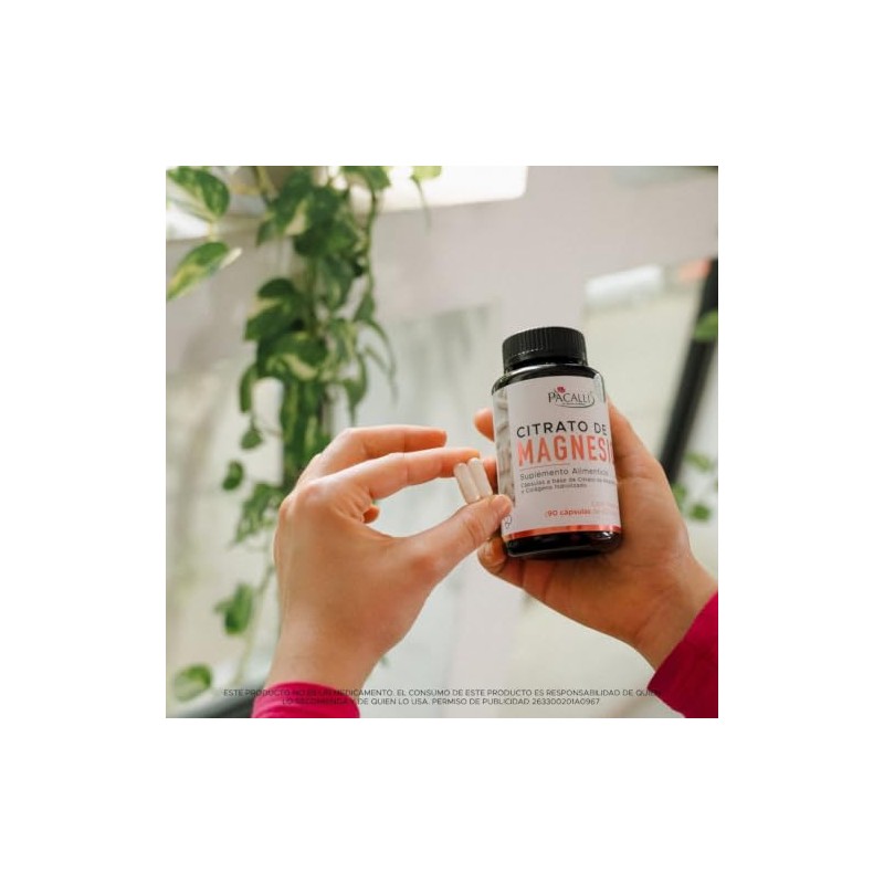 PACALLI Citrato de Magnesio 600mg - 90 Cápsulas con Colágeno