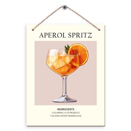 DUXMNAMG Aperol Spritz Decor Hanging Wooden Signs 10x8, Aperol Spritz Cocktail Ingredients Gifts Kitchen Wall Decor, Aperol Spritz Bar Cart Decor, Aperol Spritz Kitchen Cafe Bar Hanging Wall Decor