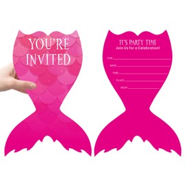 Dinggaogao Mermaid Birthday Invitations for Birthday Party,4x5.7 Inch Double-Sided Invite Cards with 20 Self-Seal Envelopes, Birthday Party Decoration (20 invitations + 20 Envelopes)