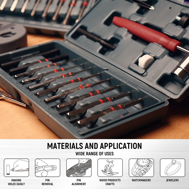 W WIREGEAR Pin Punch Set, Steel Roll Pin Punch Set,