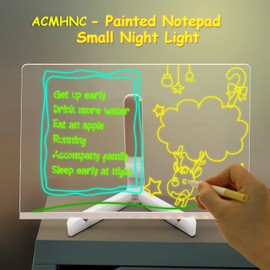ACMHNC ACMHNC LED Notiztafel mit Farben, Nachrichtentafel mit LED-Leuchten, Transparente Acryl Tafel 20x30cm Notiztafel Abwischbar Drawing light, inkl. 7 Neon-Stifte,kreatives Geschenk für Kinder Freundin