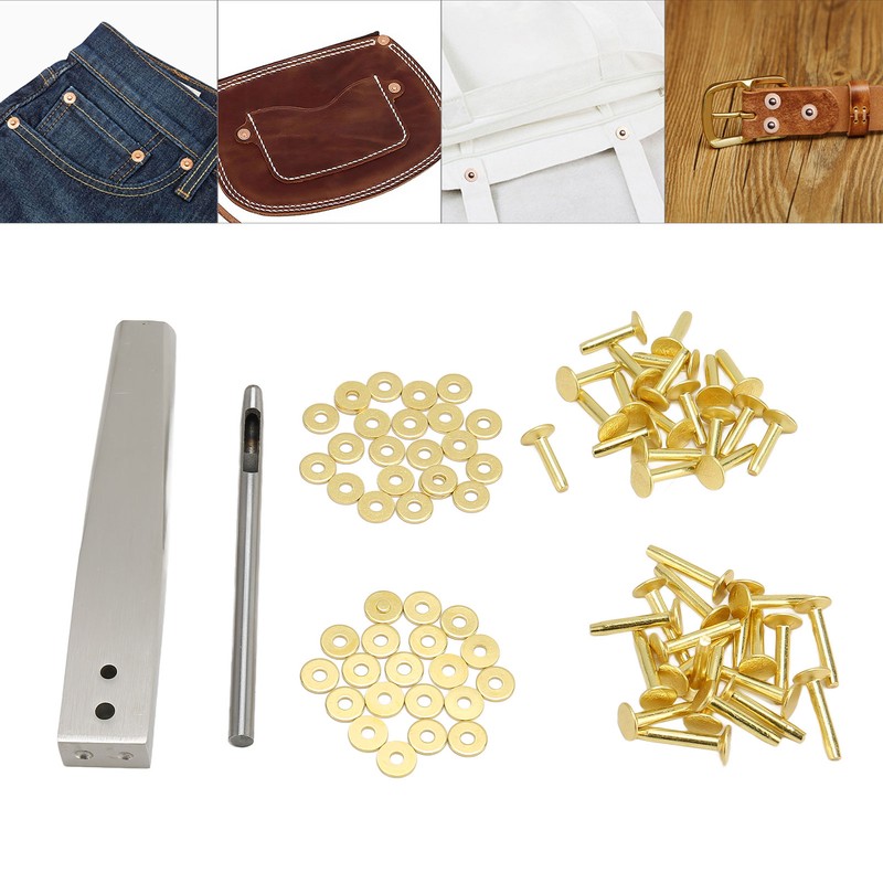 Copper Rivets Burrs Kit Copper Rivets with Setters Rust Proof