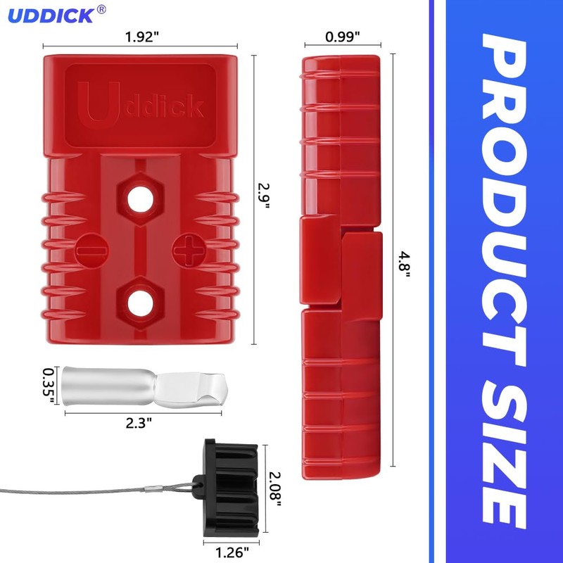 Uddick 2PCS 175A 1/0-4 Gauge Battery Cable Quick Connect/Disconnect Connector