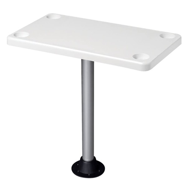Wise 8WD944 Rectangular Pontoon Table with 4 Recessed Cup Holders, White