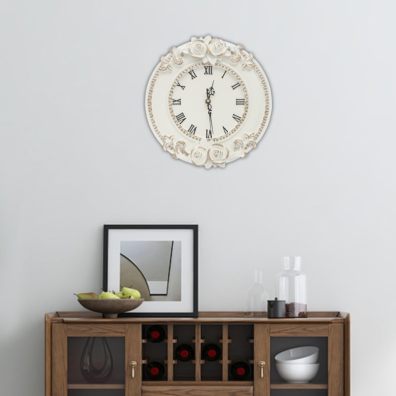 Eapmic European Style Resin Wall Clock, Retro Silent Clock with
