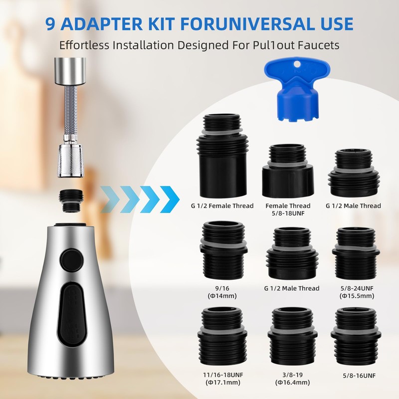 Kitchen Faucet Sprayer Head Nozzle,3 Function Modes,Pull Down Kitchen Sink