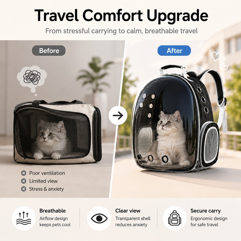 Transparent Pet Carrier Backpack for Travel – Ventilated Bubble Design