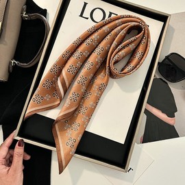 MEISEE 100% Pure Mulberry Silk Scarf 21" Square Scarf Neckerchief Headscarf Breathable Lightweight for Women Gift Packed (M3-Coffee color)