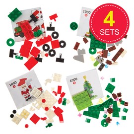 Baker Ross FN350 Christmas Mini Building Blocks - 4 Pack Christmas Bag Fillers for Kids
