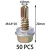 50 PCS Hexagon Self Tapping Self Drilling Screws with Pads