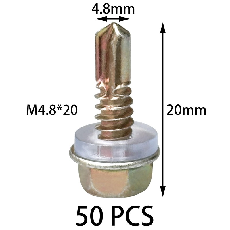 50 PCS Hexagon Self Tapping Self Drilling Screws with Pads