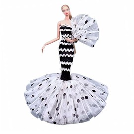 Fashion Princess Wedding Dress Party Gown Clothes for 11.5inch Doll Fishtail Dresses 1:6 Dolls Accessories (Style E)