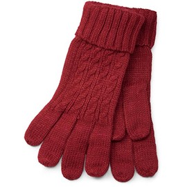 styleBREAKER warm gloves with plait pattern and double cuff, winter knitted gloves, ladies 09010009, Colour:Claret-Red