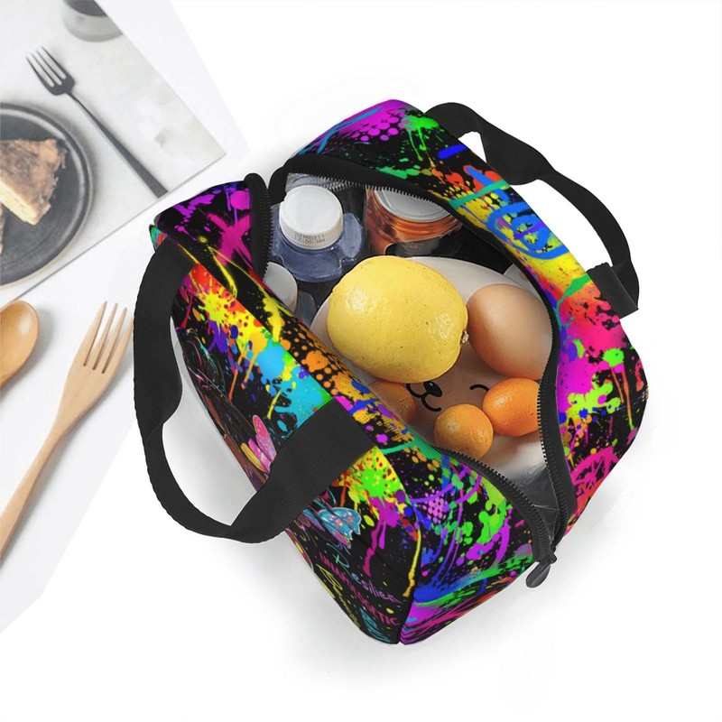 Quelindra Watercolor Doodle Lunch Boxes,Black Women Lunch Box，Graffiti Lunch Bag，African