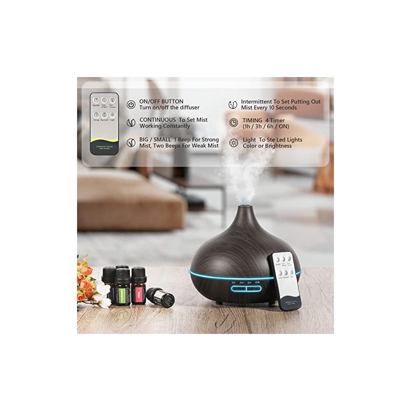 SACATR 550ml Oil Diffuser with 30x5 mL Essential Oils, Ultrasonic