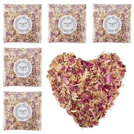 5 Packs Natural Wedding Confetti, Rose Petals Dried Decoration, Biodegradable Blossom Confetti, Flower Confetti Wedding Scattered Flowers, Mixed Rose, Chrysanthemum, Lavender