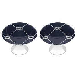 White Nautical Rope Loop Square Knots on Marine Dark Navy Blue Round Drawer Cabinet Knobs Handles with Screws, Drawer Dresser Knob Pulls Decor for Wardrobe Cupboard Home Office Kitchen