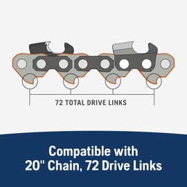 Husqvarna 20 Inch Rancher Chainsaw Bar, 3/8" Pitch .058" Gauge, 72 Drive Links, Chainsaw Accessories for 455 and 460 Rancher