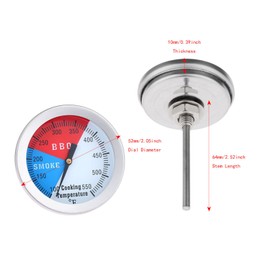 Mtsooning 2Pcs 2" Face 550F Thermometer Temperature Gauge BBQ Barbecue Charcoal Grill Smoker