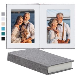 Pssoss Photo Album 5x7 with Writing Space Linen Cover 5x7 Photo Album Book Holds 30 Photos Ideal for Wedding Theme-Album and Baby Photo Albums (Gray,30 Pockets)