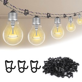 100Pcs Gutter Hooks for Outdoor Lights, Outdoor Light Hooks Clips, Light Clips Hooks for Wedding Christmas String Lights Garden Tree Home Decor (Black)