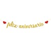 T-minimalist Feliz Aniversario Banner, Spanish Happy Anniversary Theme Party Decorations,