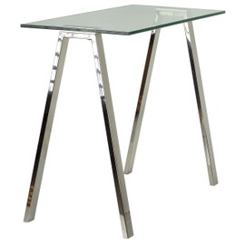 Cortesi Home Trixie Glass Top Desk with Stainless Steel Frame