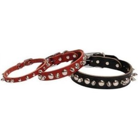 OmniPet Leather Brothers 1 x 20-Inch Regular Spiked and Studded Latigo Leather Dog Collar, Negro, 1" x 22"