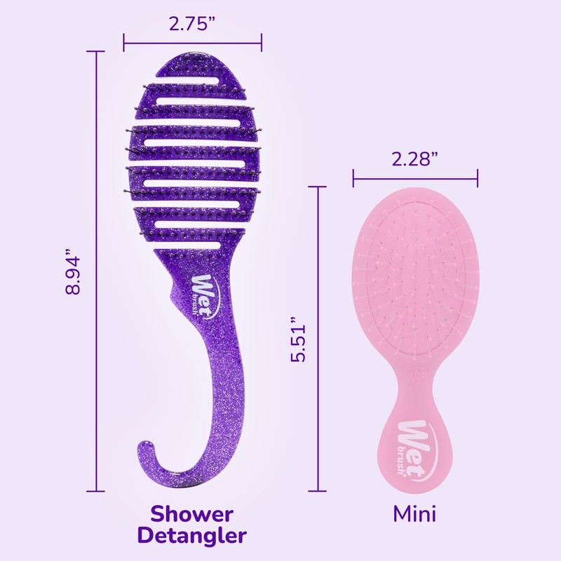 Wet Brush Cepillo desenredante de ducha, purpurina morada por unisex