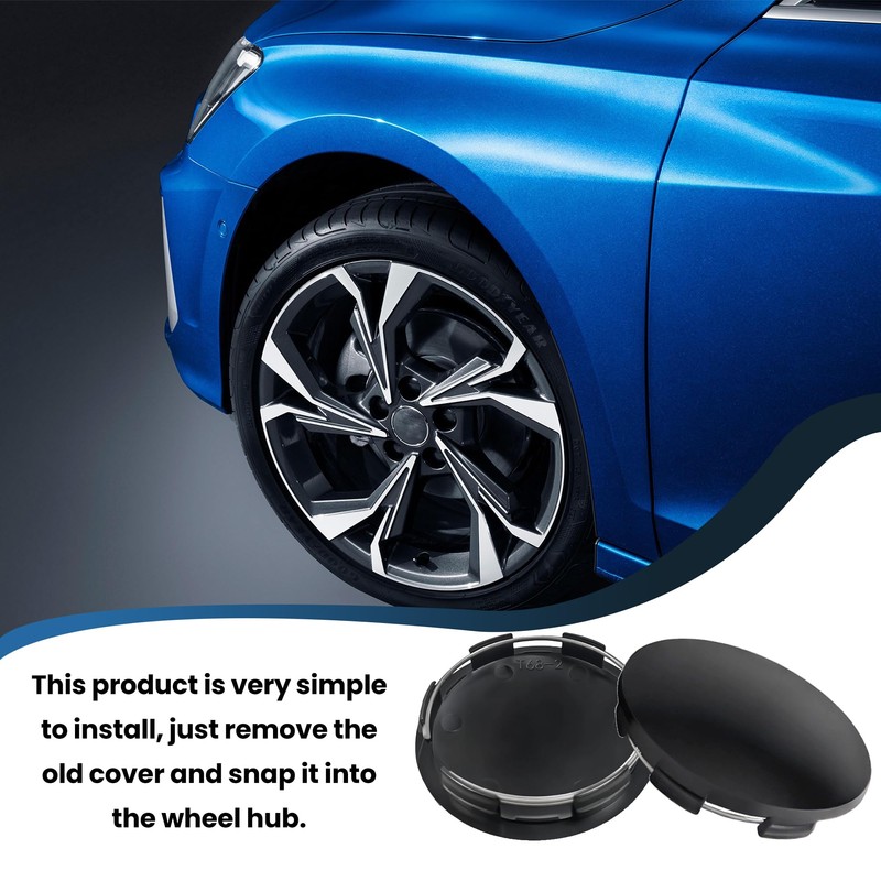 4 Pcs 2.68 Inch 68mm Black Wheel Center Caps Outer
